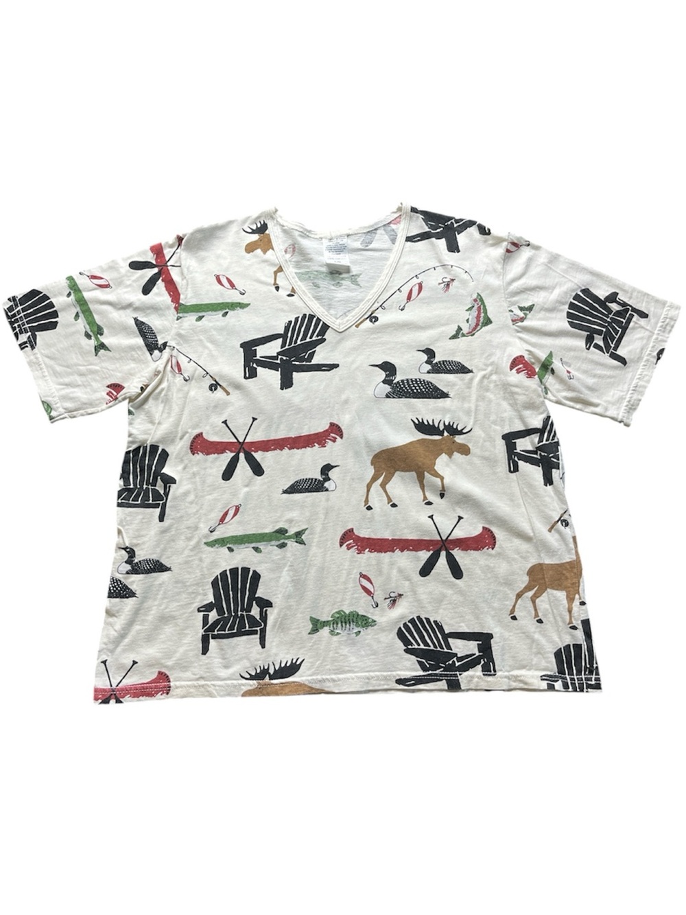 HATLEY Vintage White Canada Cabin Life Graphic Tee Large